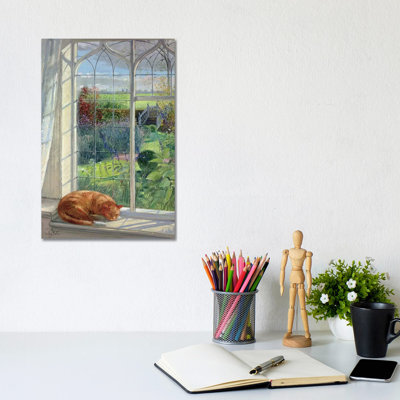 Sleeping Cat And Chinese Bridge by Timothy Easton - Wrapped Canvas Painting