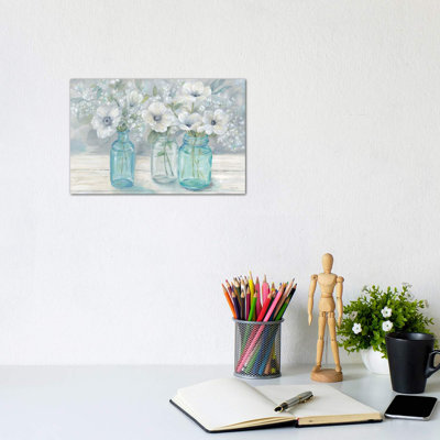 " Vintage Jar Bouquet Landscape " Painting