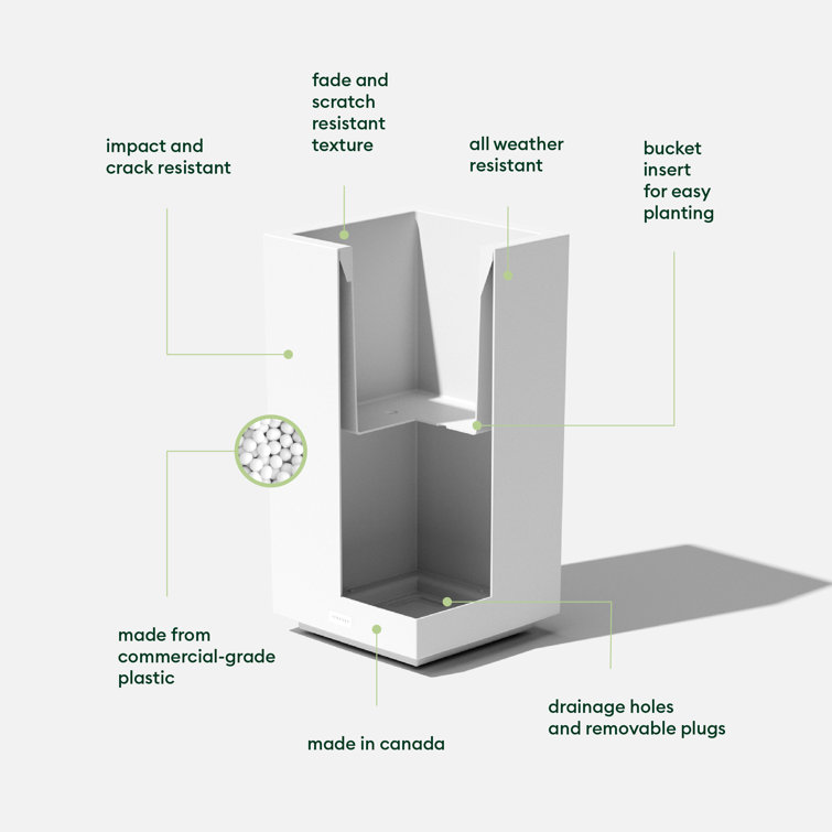 Veradek Block 13.5'' White Galvanized Steel Pedestal Planter