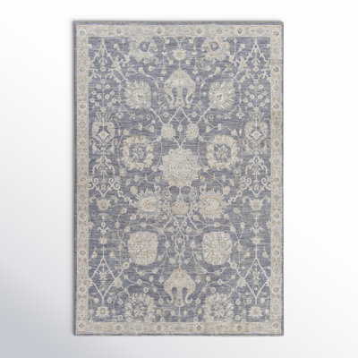 Garlef Machine Woven Oriental Gray/Blue Area Rug