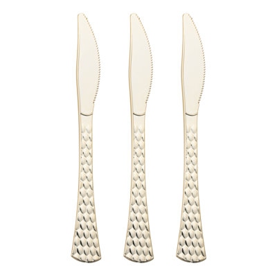 Shiny Gold Glamour Cutlery Disposable Plastic Knives