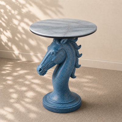 Nordic Blue Horse Head Side Table