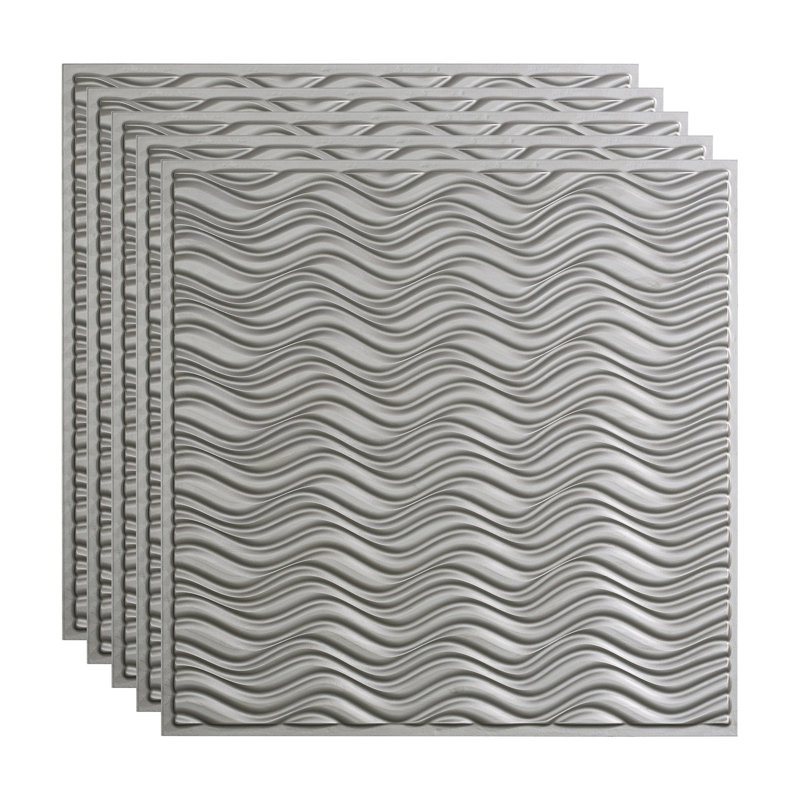 24'' L x 24'' W Textured Vinyl Drop-In Ceiling Tile, Argent Silver