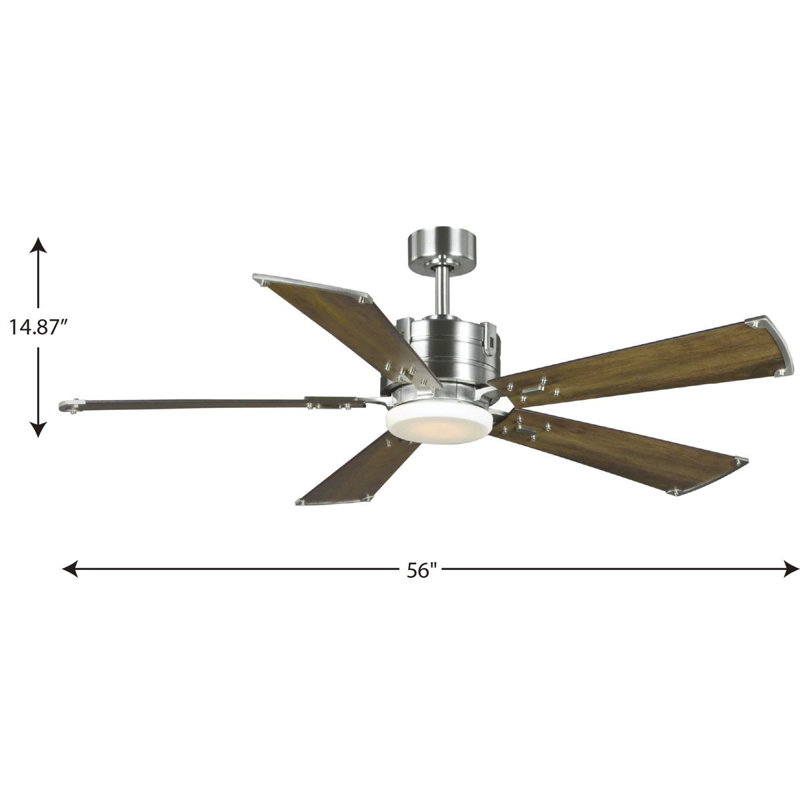 Ventilateur de plafond à DEL à 5 pales standard 56 po avec télécommande et ensemble d'éclairage inclus, Nickel brossé