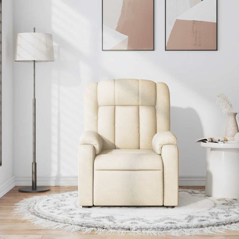 vidaXL Massage Recliner Chair, Adjustable, Cream Polyester, Manual