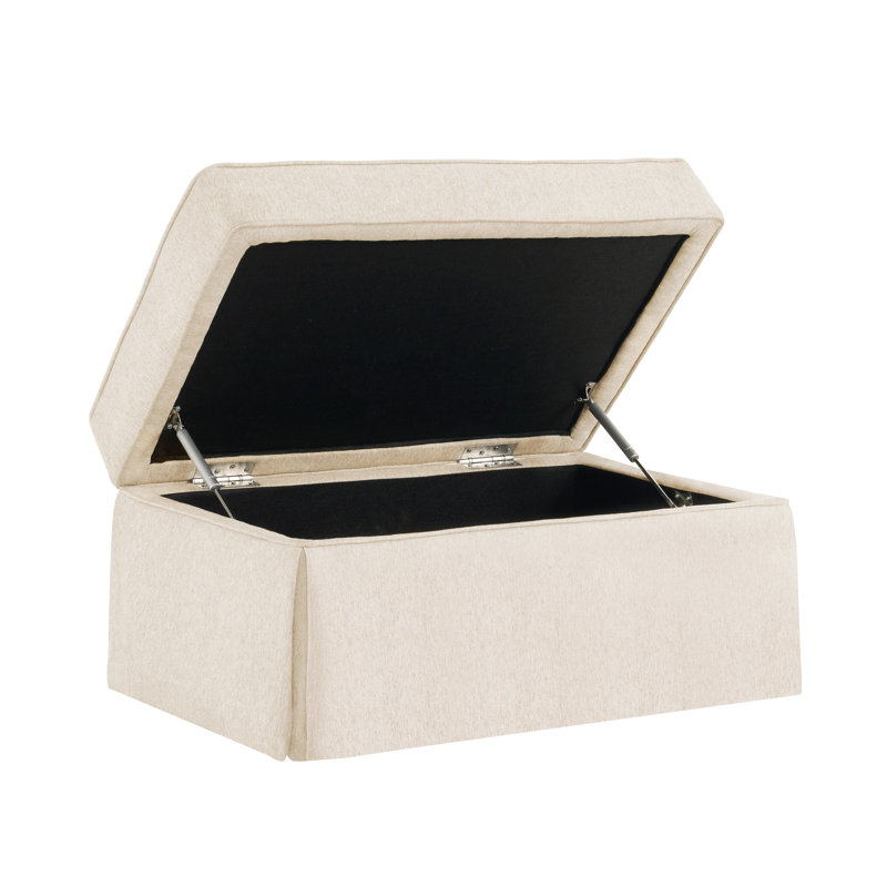 30.3'' W Skirted Upholstered Storage Ottoman, Warm 