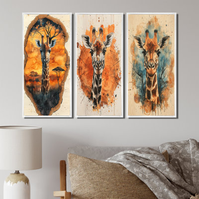 Portrait de girafe silencieux dans un paysage africain I - Collection d'art mural girafe