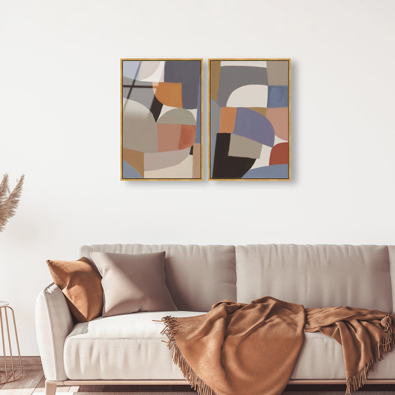 Muted Prelude Set Set by Oliver Gal, 110"H x 74"W, Gold Floater Frame