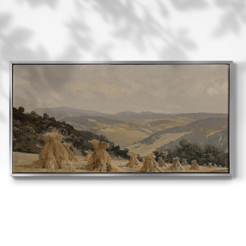 Série paysage - DCCDXLV- Toile tendue avec châssis tendue, prête à être accrochée, Argent argent, H 21 po x l 41 po