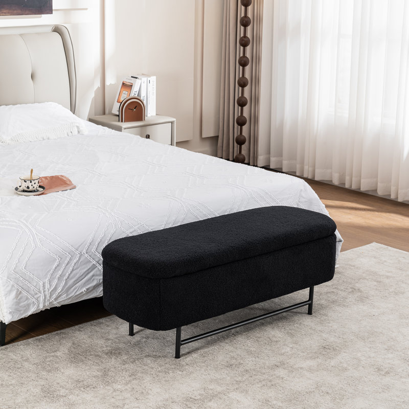 Banc de rangement en tissu pour chambre Atiksh, Noir, H 16,92 po x l 43,3 po x P 16,54 po