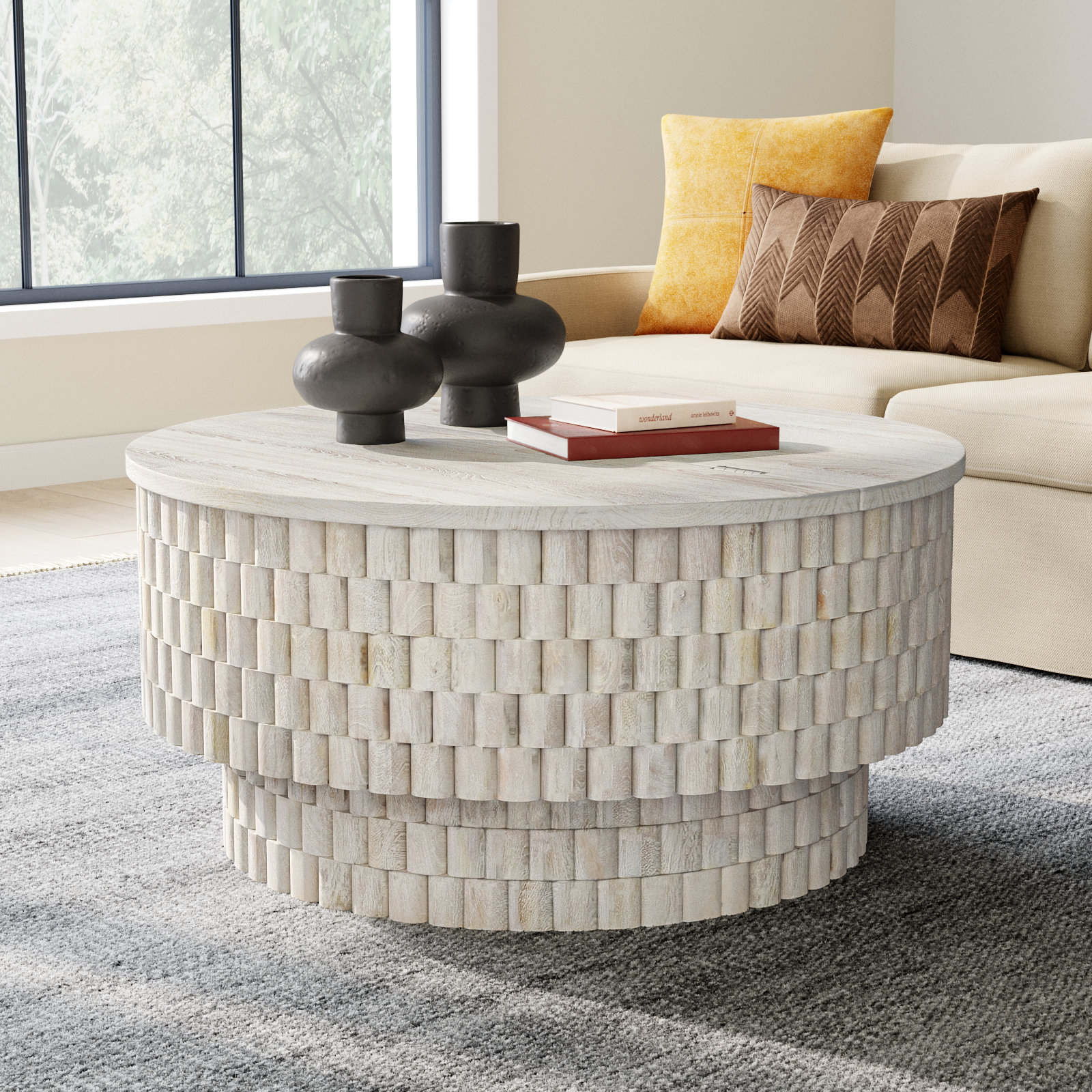 Abshire 40" Mango Coffee Table with Storage, White