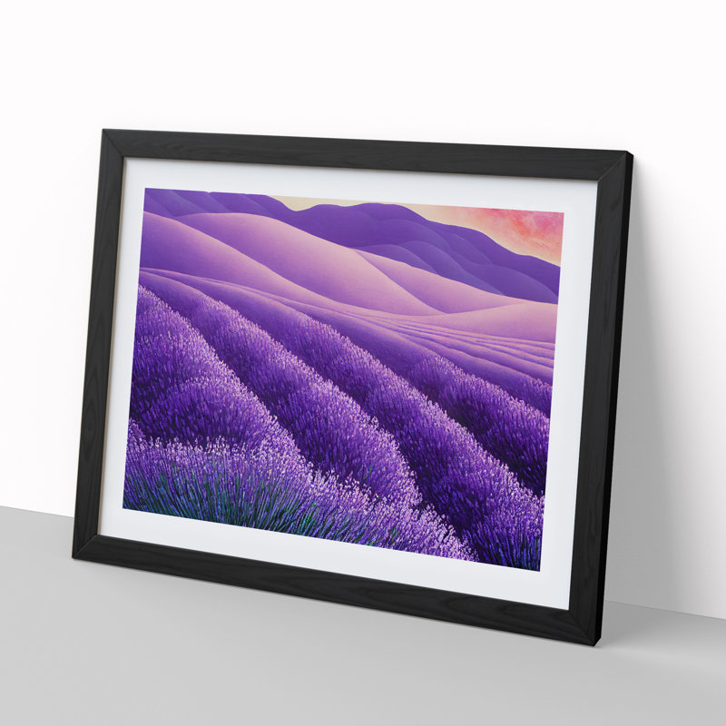 Spellbinding Lavender Flower Field - Framed Print, Black Frame, 46cm H x 64cm W