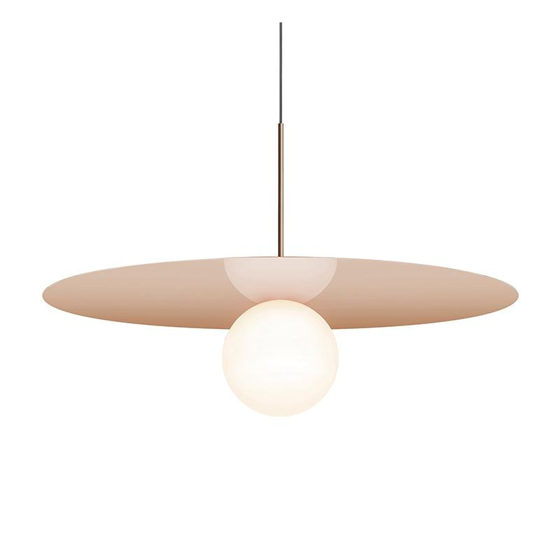 Luminaire suspendu à disque Bola, Or rose, H 17,5 po x l 32 po x P 32 po