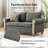 Terren 59" Farmhouse Linen Fabric Loveseat with Rolled Arm and Solid Wood Spindle Legs-1297326087