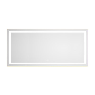 60 X 28 Inch LED Bathroom Mirror With Front And Backlight, Wall Mounted Vanity Mirror With Aluminum Frame, Antifog, Memory, 3 Colors, Stepless Dimmable