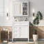 Meuble-lavabo de 30 po avec rangement polyvalent, 2 tiroirs, armoire à miroir, armoire de rangement moderne multifonctionnelle