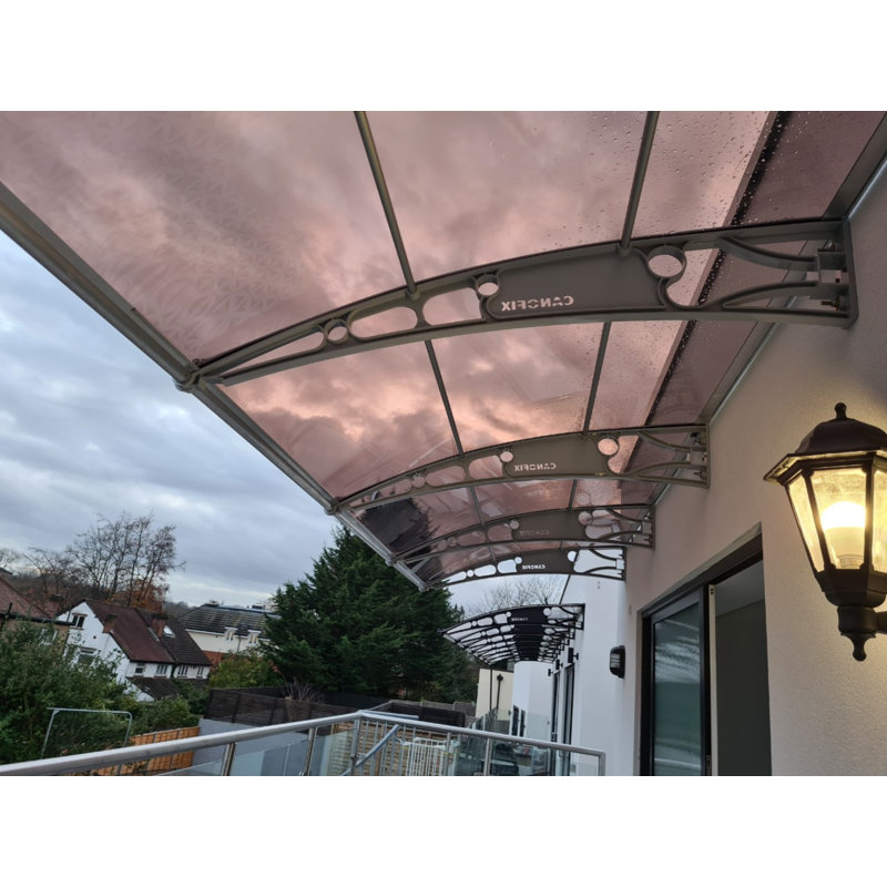 CANOFIX 2.5m Width x 1.5m Depth Door Canopy Grey-Bracket Bronze-Sheet