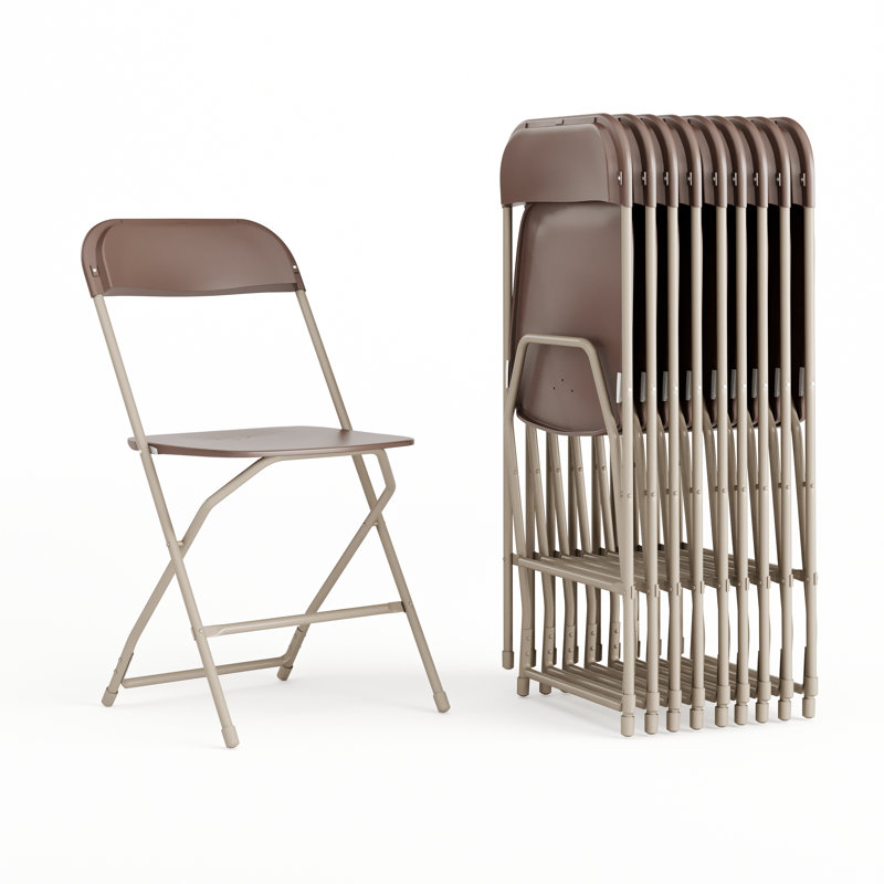 Premium Plastic Folding Chair, Brown/Grey