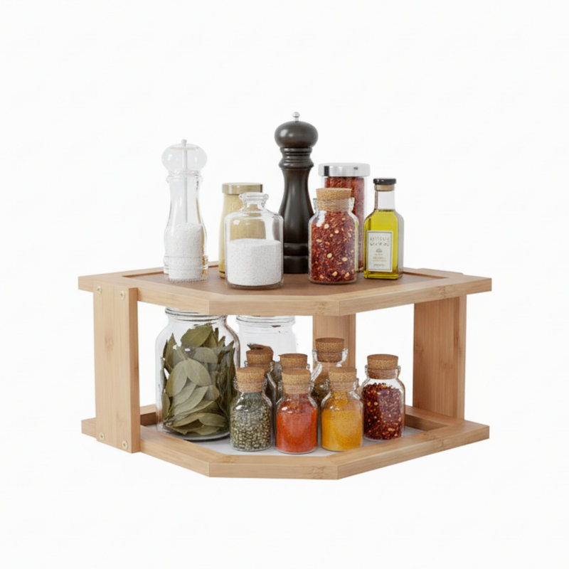 2-Tier Corner Organizer Shelf for Kitchen or Bathroom, Countertop, Cupboard Storage