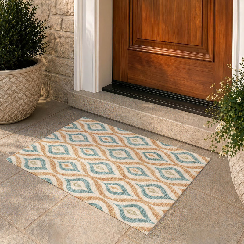 Tapis géométrique Chantille ACN3068 lavable à la machine pour intérieur/extérieur, Terra Cotta, 1 pi 8 po x 2 pi 6 po