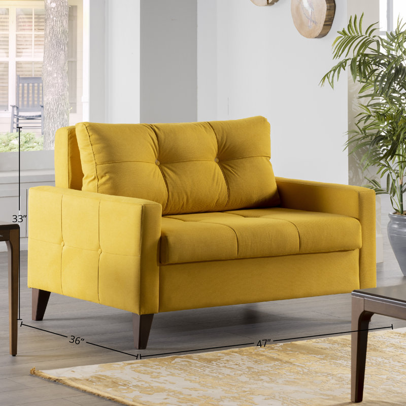 Dariela Pull Out Chair In A Box, Yellow Polyester