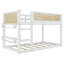 Lit superposé simple au-dessus d'un lit simple avec tablettes de rangement, lit superposé bas avec garde-corps en rotin, blanc, (date d’arrivée prévue 2026/5/26)-131204962
