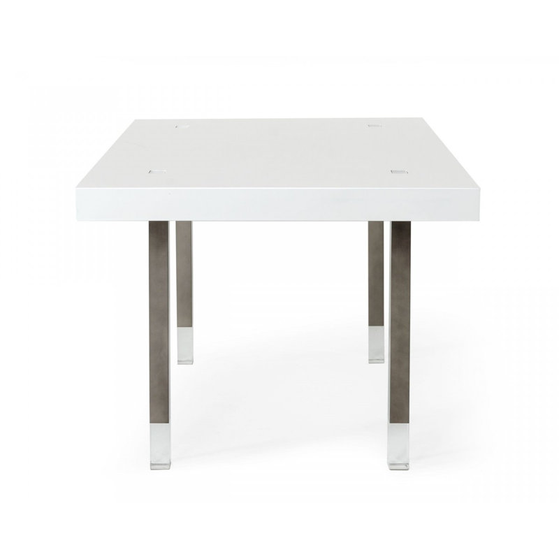 Table de salle à manger 95 "en acier inoxydable blanc et gris