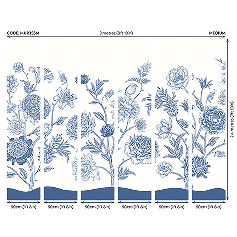 Murale verte Jacobean Rose Trail, Bleu