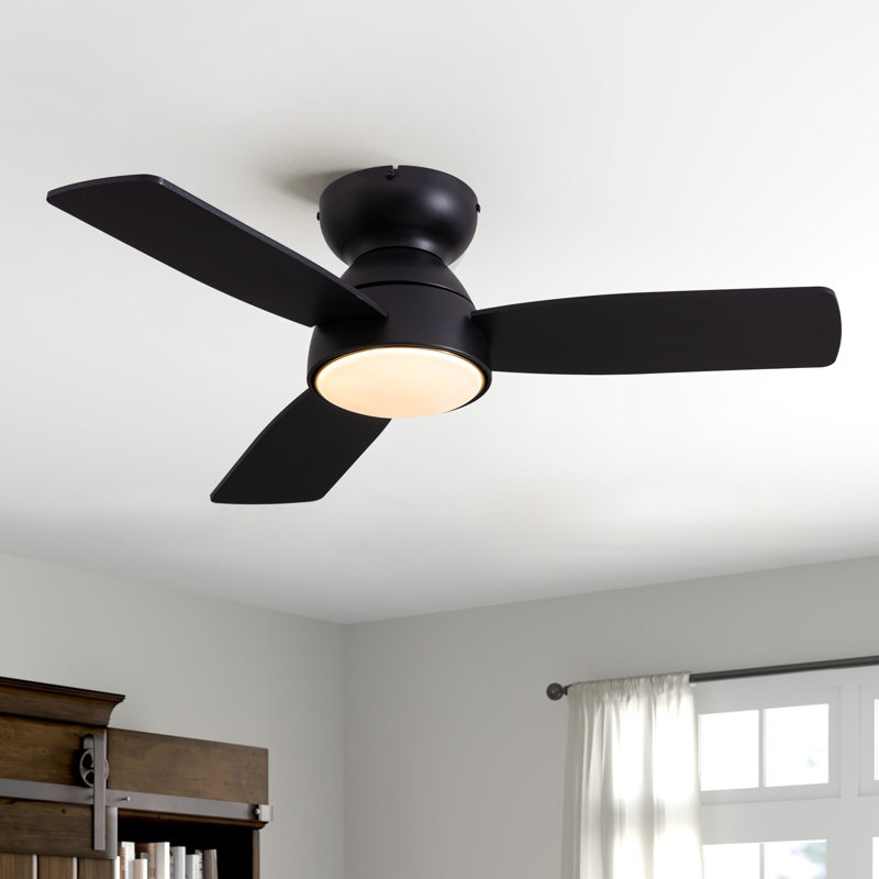 32'' Small Flush Mount Ceiling Fan With Led Lights & Remote Control, 32"
