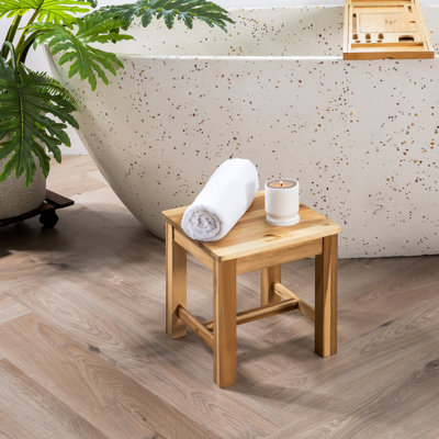 Solid Acacia Wood Accent Stool by Millwood Pines