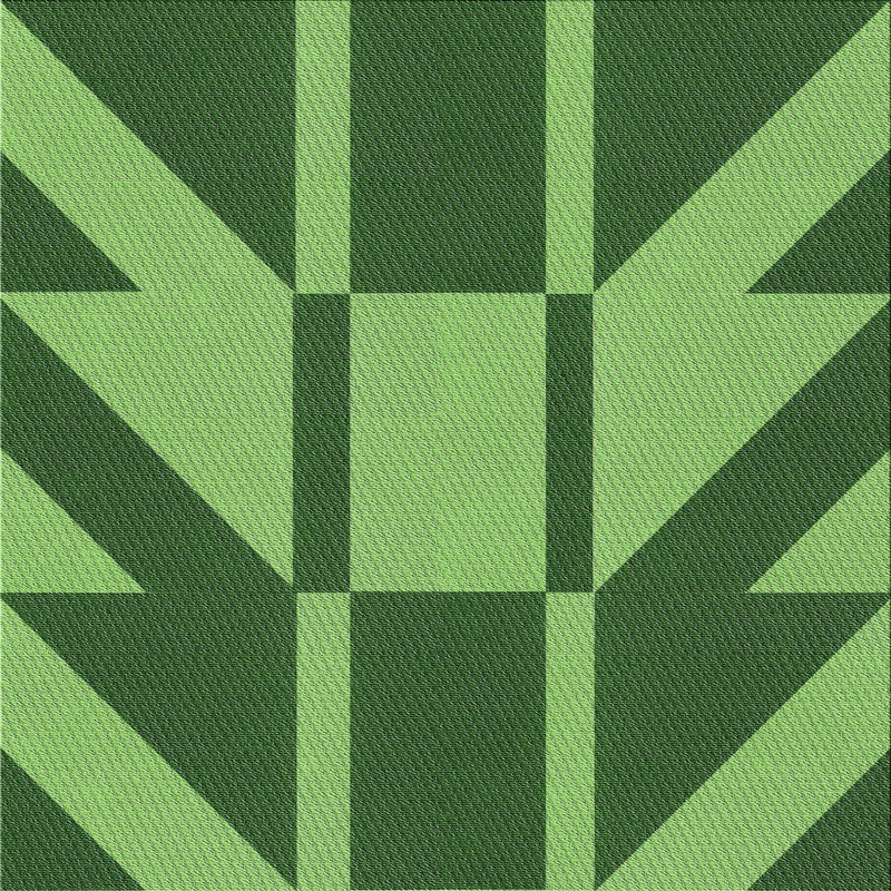 Tapis vert à motif abstrait, Carré 8 pi