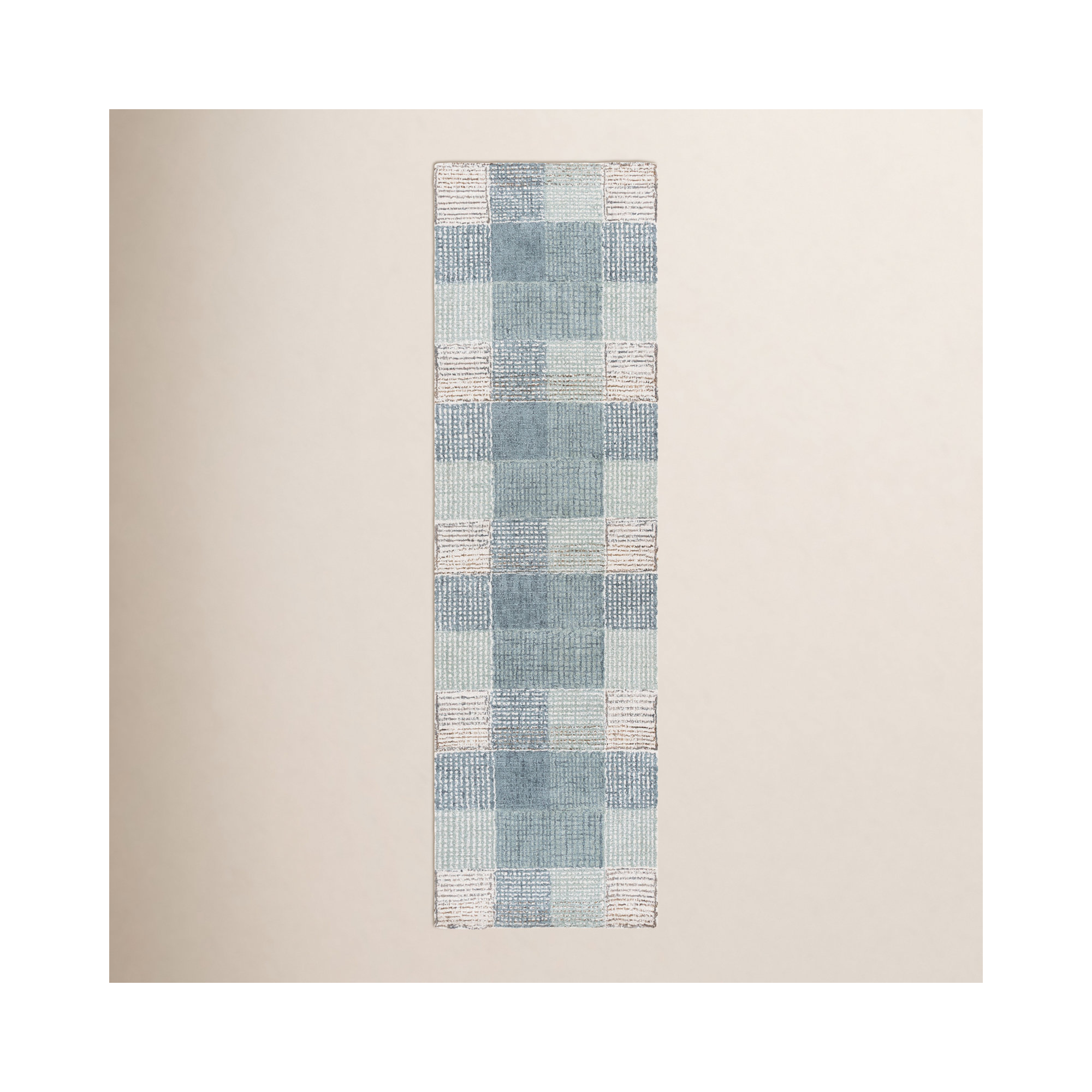 Genre Hand Tufted Wool;Cotton Plaid Rug, Runner 2'3" x 8'
