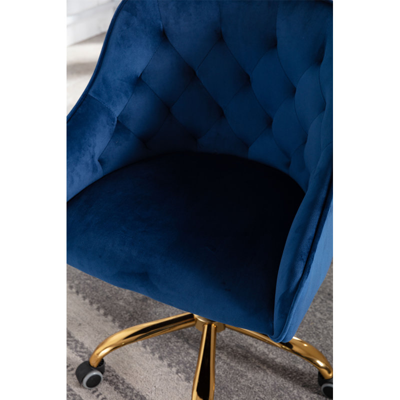 Deeanna Velvet Office Chair, Navy