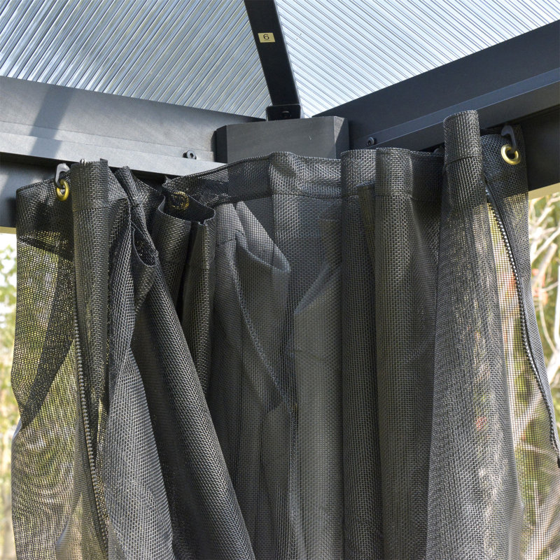 Outsunny Dark Grey Aluminum Hardtop Gazebo with Polycarbonate Roof