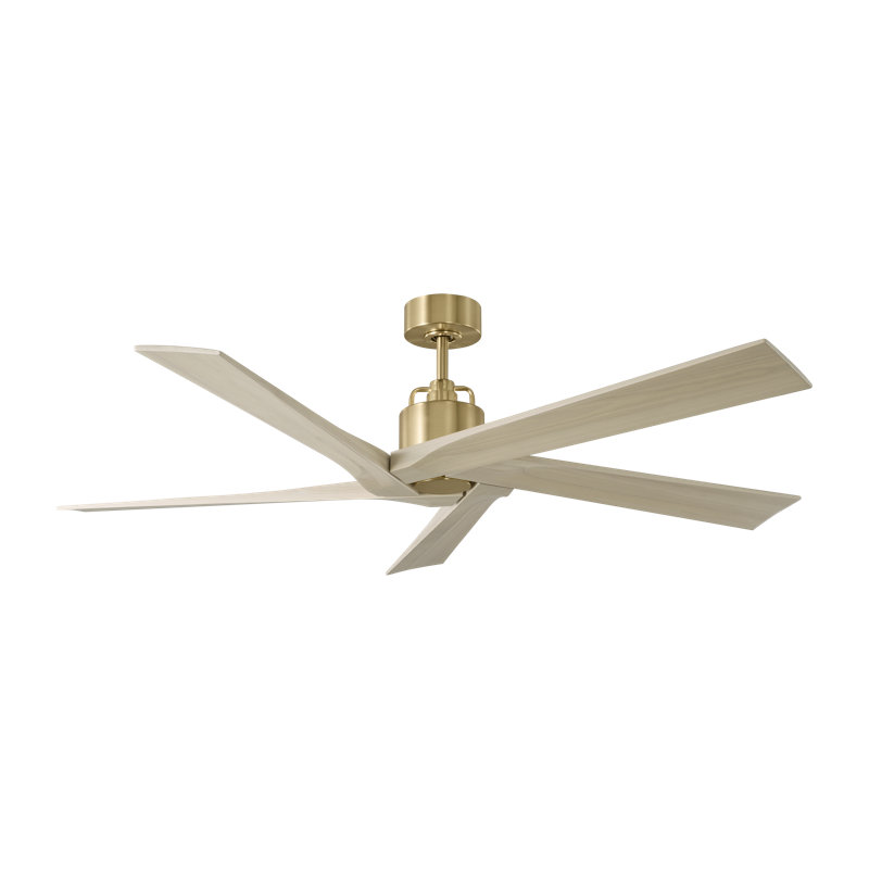 Aspen 56 Indoor Ceiling Fan with Washed White Oak blades and Handheld Remote, Burnished Brass, Washed White Oak