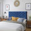 Contemporary Navy Blue Velvet Headboard, Adjustable For Queen Size, Button Diamond Stitch Upholstery Style Legs, Stitched-1479864434
