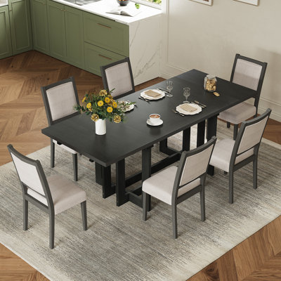 Ensemble de table de salle à manger extensible de 82 pouces avec table à tréteaux Rustic
