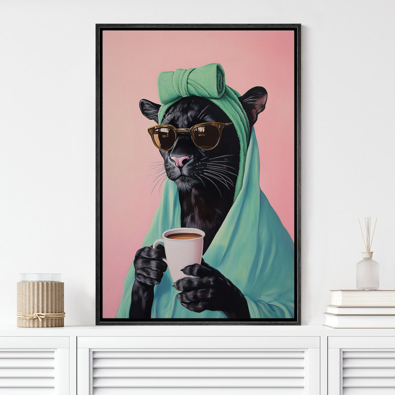 Drogue léopard devant le lit, photos de salle de bain moderne rose vert, impression numérique sur toile, estampe numérique