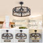 Ventilateur de plafond à cage 28 "avec lumière et télécommande, moteur à courant continu silencieux, ventilateur de base E26 avec lumière pour le porche du patio de la chambre à coucher