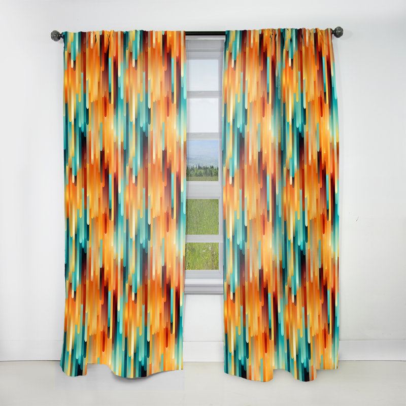 Popart Abstract Popsicle Parade - Stripped Curtain - Room Darkening Striped Curtain - 1 Panels, 52" W x 108" L