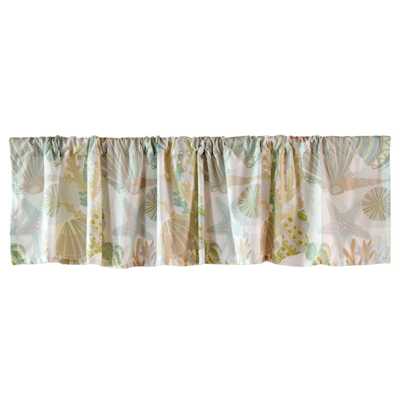 Coastal Reef 84'' Tab Top Valance in Blue and Green