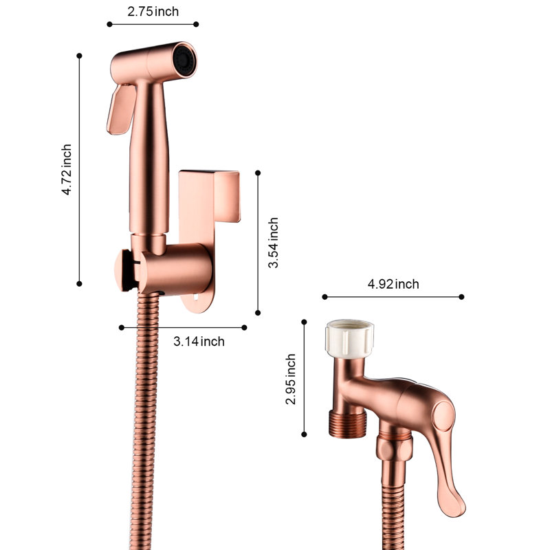 Toilet Handheld Bidet In Rose Gold Metal - Jet Spray & Gentle Modes, Rust, , Easy Installation And Clean Up Handheld, Spray, Rust Corrosion , Simple