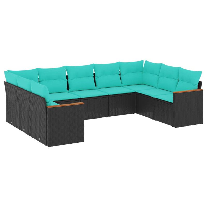 Ensemble de canapé d'extérieur noir et bleu