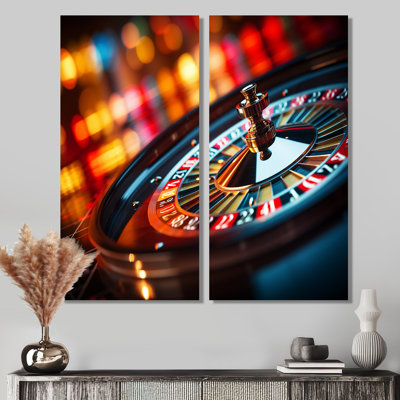 Casino Royale roulette IV - art mural moderne rouge 2 panneaux