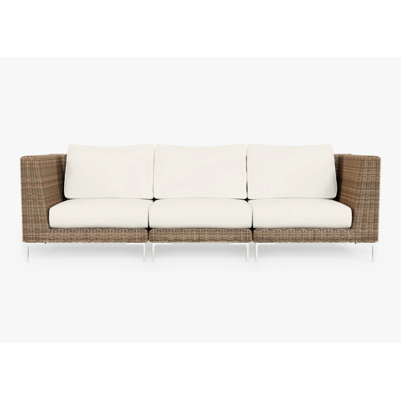 Brown Wicker Outdoor Sofa - 3 Seat, Palisades Cream