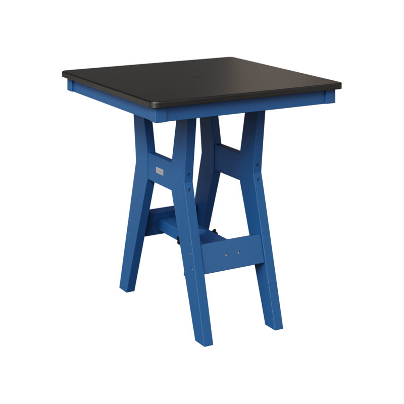 Berlin Gardens Harbor Bar Table, 38.87" H x 28" W x 28" D, Pacific Blue, Hammered Top Black