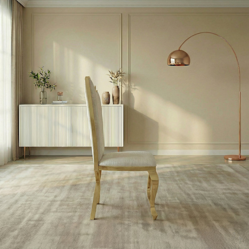 Chaises de salle à manger en acier inoxydable et polyuréthane profilées, ensemble de 2, 2