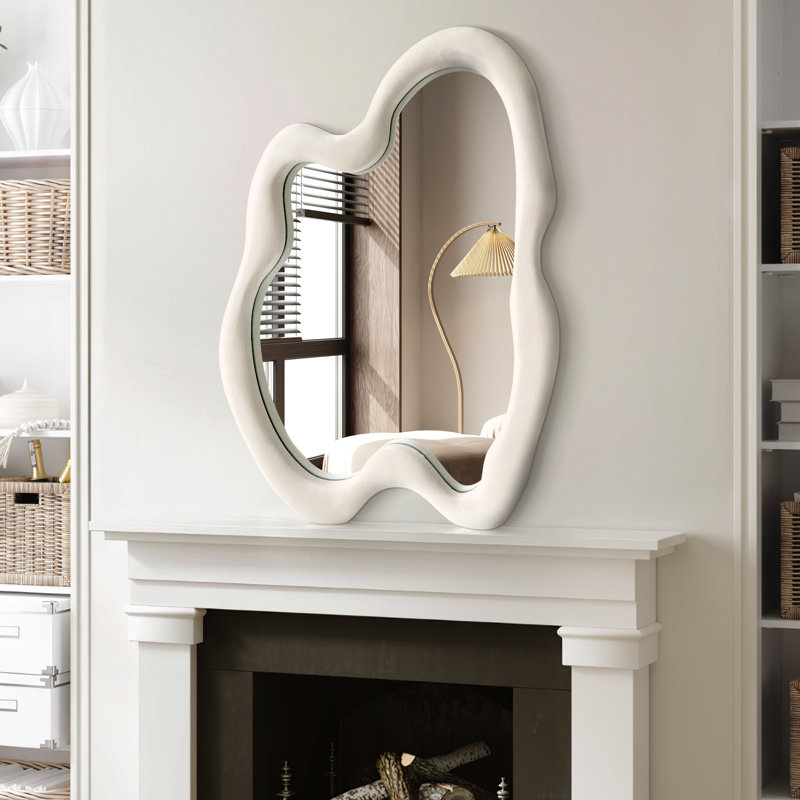 Miroir mural en bois massif, 28 po x 20 po, Beige