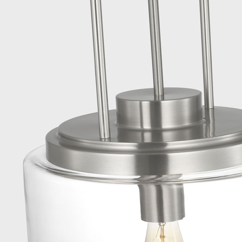 Anders 1 Light Kitchen Pendant In Midnight Black Finish With Clear Shade, Brushed Nickel