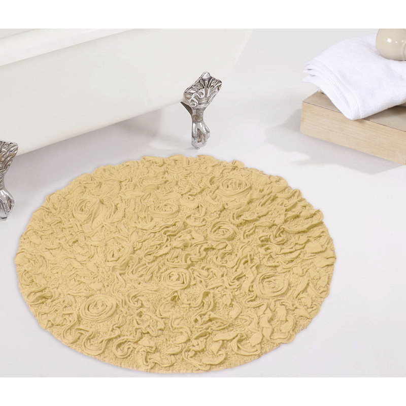 Tapis de bain rond 100% coton Home Weavers Franciska, L 30 po x L 30 po, Jaune